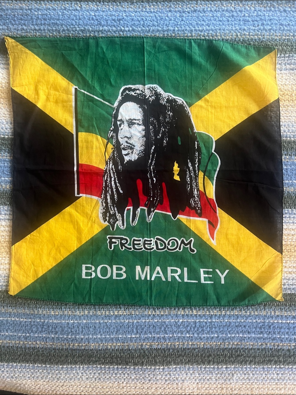 Bob Marley Freedom Square Scarf in Green, Yellow, Black